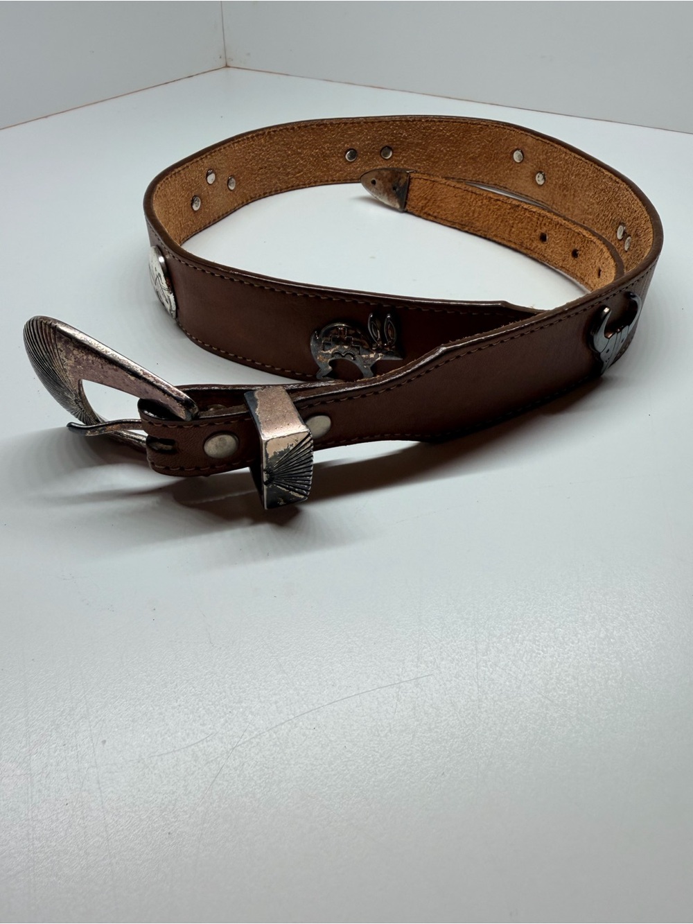 Embellished Western Belt in Brown